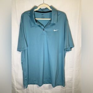Nike Men's Sky Blue Dri-FIT Polo with White Swoosh